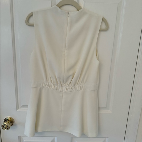 Lela Rose White Crepe Ruched Blouse Size 8 - Picture 4 of 7